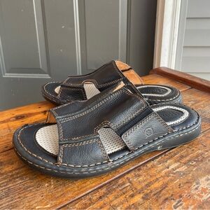 BORN Jared Open-Toed Leather Men’s Slide Sandals Size 11 - Black